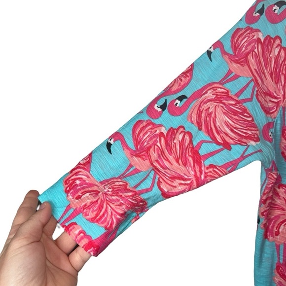 Lilly Pulitzer A Little Leg Flamingo Cassie Dress Pink/Blue 100% Cotton Small - Picture 5 of 8